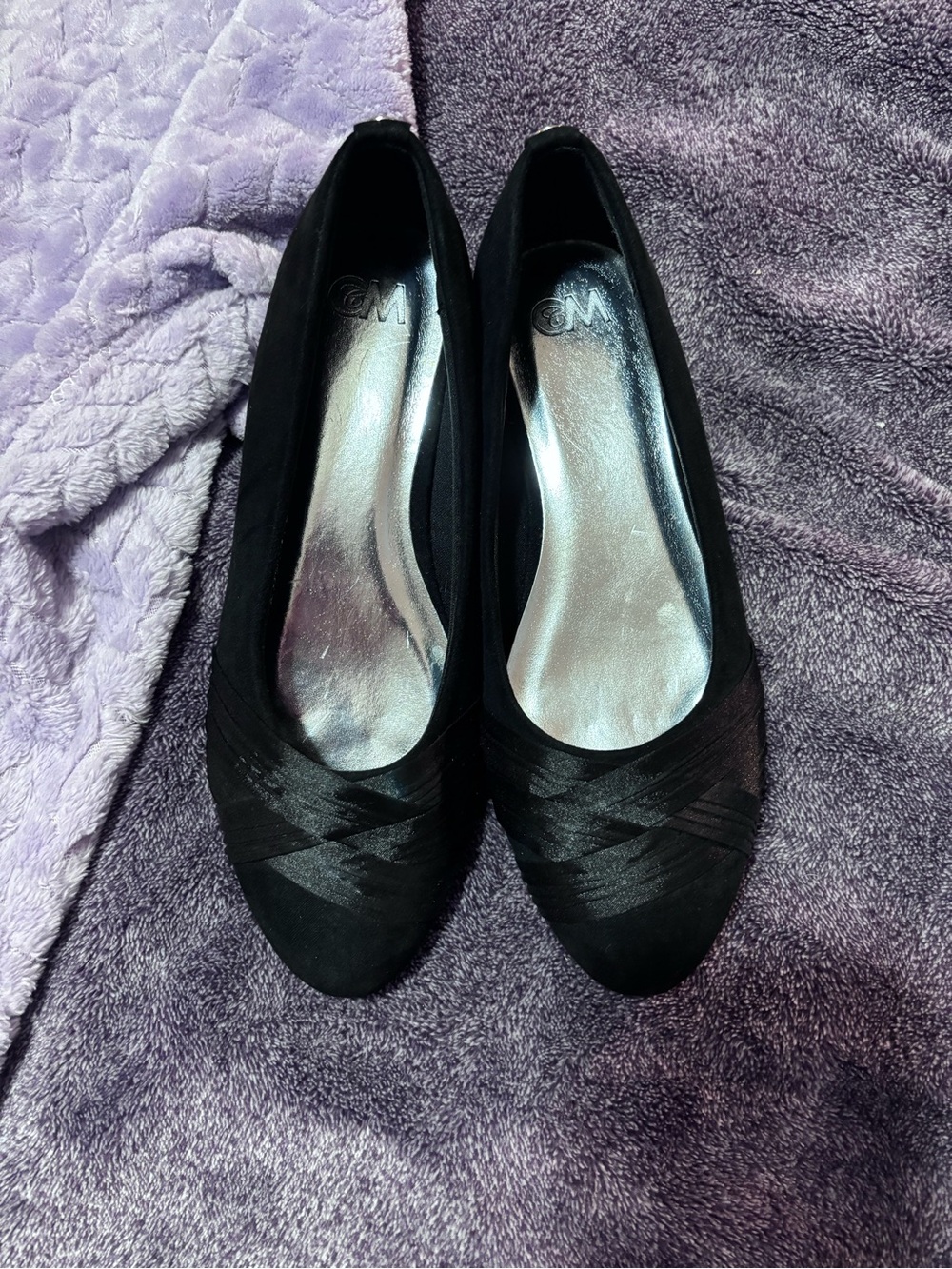 Women’s Black Satin Crisscross Flats